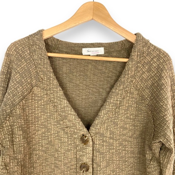 Vince Camuto Knit Button Front Chunky Slouchy Cardigan Sweater Olive Size Medium - Picture 4 of 8